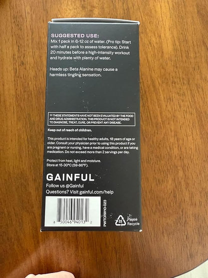 Gainful Pre Workout Powder with Creatine, Caffeine Free Clean Energy, L Citrulline and Beta Alanine for Endurance, BCAA Blend for Muscle Recovery, Vegan, Non GMO, Wild Berry, 10 Servings