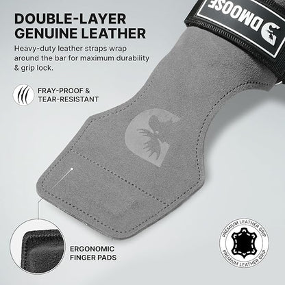 DMoose Fitness Weight Lifting Hooks (Pair) for Deadlifts, Pull Ups, Rows & Shrugs - Anti-Rip Nylon Strap Hand Grips with Thick Wrist Padding - Heavy Duty Wrist Straps for Weightlifting & Gym Workouts