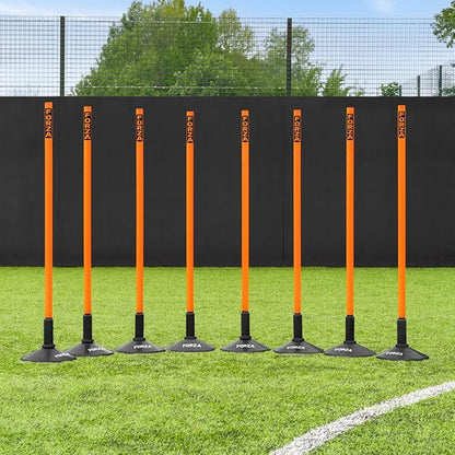 FORZA Slalom Agility Poles | Improve Endurance, Speed & Footwork | Color, Size & Rubber Base Options Available [8 Pack]