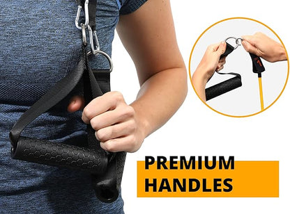 Brazyn Resistance Bands Kit with Handles 12-Piece Band Set with Travel Pouch, Guide, Ankle Straps & Door Anchor - for Workouts Gym Strength Training Bungee Yoga Pilates Physical Therapy - 150lbs