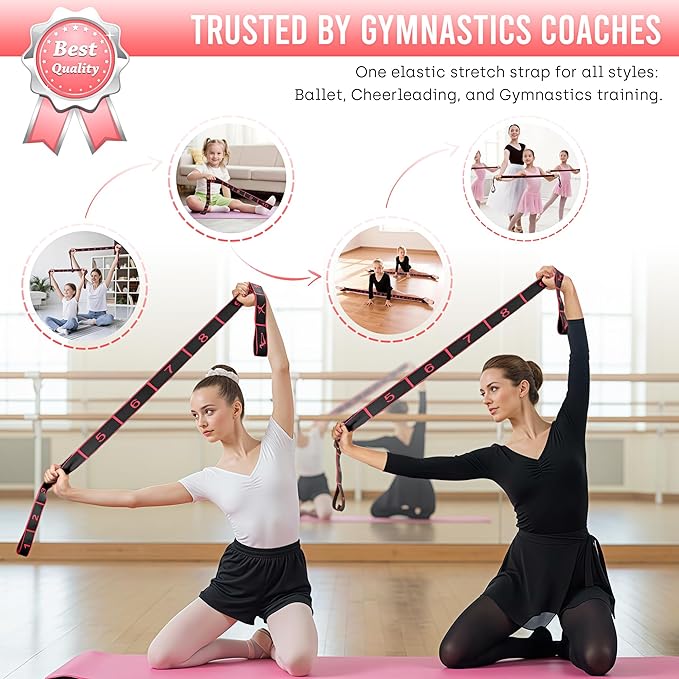 Resistance Bands, Stretch Band for Exercise, Physical Therapy, Rehab & Flexibility, Home Gym Equipment for Yoga, Pilates, Dance, Gymnastics, Number Loop Elastic Strap for Leg and Hip Stretches