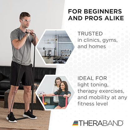THERABAND Professional Resistance Band, Black Level 5 Special Heavy, 5 ft Exercise Band for Physical Therapy, Strength Training, Upper and Lower Body Workouts, Yoga and Pilates