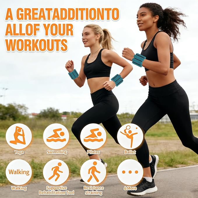 Wrist & Ankle Weights for Women Men, 1lb/2lb/4lb Set of 2 - Adjustable Wearable Weighted Bands, Waterproof Silicone Arm & Leg Weights for Pilates, Yoga, Walking, Dance, Home Workout & Gym