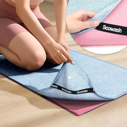Hot Yoga Towel,Microfiber Yoga Mat Towels Non Slip for Hot Yoga Absorbent Microfiber Sweat Anti-Slip Cover,Bikram,Pilates,Exercise,Fitness 28 inch X 72 inch Blue 2 Pack