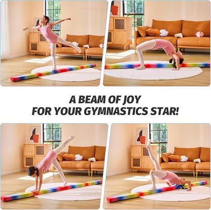 ZELUS 8' Folding Gymnastics Balance Beam, Floor Balance Beam w/Carry Handles Anti-Slip Base for Kids, Beginners & Professional Gymnasts
