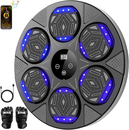 2026 Music Boxing Machine for Adults and Kids, Smart Bluetooth Boxing Training Equipment with Gloves Wall Mounted, Workout Punching Machine for Home,Office and Gym