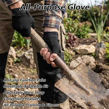 Fingerless Workout Gloves, Anti-Slip Half-Finger Work Glove Lightweight Breathable Gym Gloves FingerlessGloves for Driving Sports Cycling Working Training Motorcycle Fishing