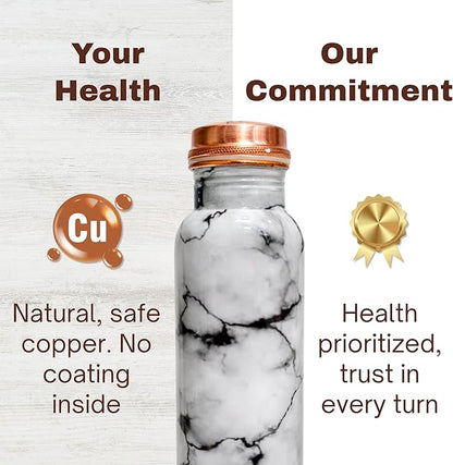 Meena Pure Copper Water Bottle for Drinking 34 oz Leak Proof Lid Bottle for Yoga Gym Office Home and Travel (Classic)