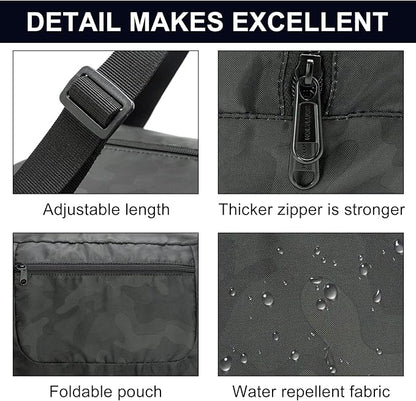 HOLYLUCK Foldable Travel Duffel Bag For Women & Men Luggage Great for Gym (midnight camo)