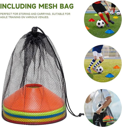 35/65/105 PCS Agility Soccer Cones for Training, Reusable Sports Cones for Drills with Mesh Bag, Training Cones for Soccer Practice, Football, Basketball - Disc Cones Training Equipment