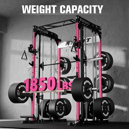 RitFit M1 Pro Smith Machine with Cable Crossover System, Multi-Function Squat Rack Power Cage for Home Gym, Power Rack and Packages