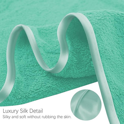 TENSTARS Silk Hemming Hand Towels for Bathroom - Quick Drying - Ultra Soft Microfiber Absorbent Towel for Bath Fitness, Gym, Shower, Hotel, and Spa - 16x28 Inch | Set of 6, Aqua Green