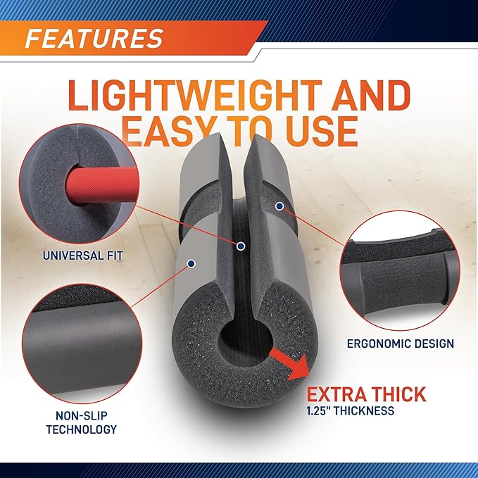 Marcy Barbell Pad, Strength Training Equipment Attachments, Great for Weightlifting, Lunges and Hip Thrusts, Comfortable Foam Sponge Pad Provides Cushion to Neck & Shoulders, Multi-Color Options