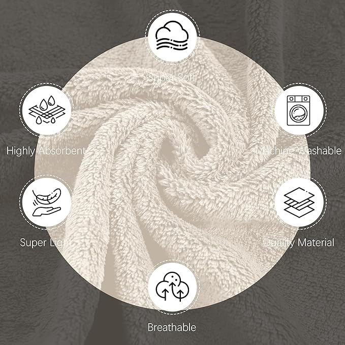 Cosy Family 6 Pack Ultra Soft Microfiber Absorbent Hand Towel, Silk Hemming Towels for Bathroom - Quick Drying - Perfect for Bath, Fitness, Gym, Shower, Hotel, and Spa - 16x28 Inch, Cream
