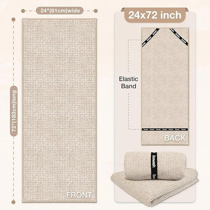 Hot Yoga Towel,Microfiber Yoga Mat Towels Non Slip for Hot Yoga Absorbent Microfiber Sweat Anti-Slip Cover,Bikram,Pilates,Exercise,Fitness 24 inch X 72 inch Beige 2 Pack