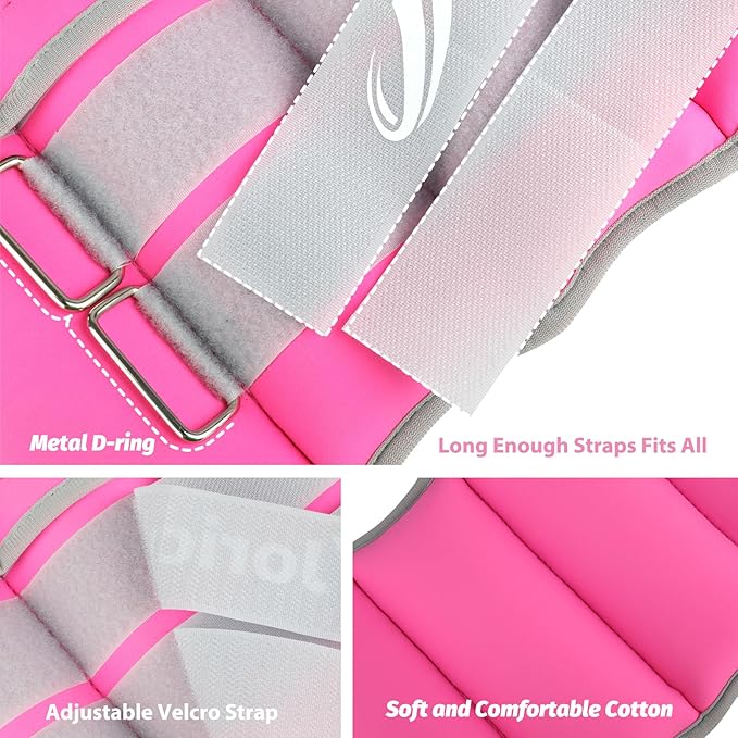Adjustable Ankle Weights for Women Men 1/2/3/4/5/6/8/10/12/20 LBS 1 Pair Wrist Leg Arm Weights with Removable Weight Strength Training Weight for Walking Running Fitness Physical Therapy