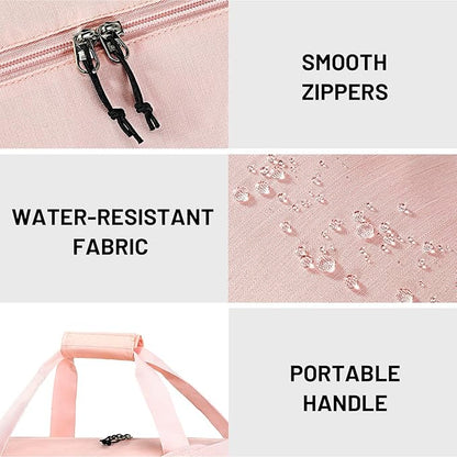 MIER Gym Bag Round Duffle Bag with Shoe Compartment & Wet Pocket, Lightweight Carry on Duffel for Men Women Workout Fitness Travel Sports, 24L, Pink
