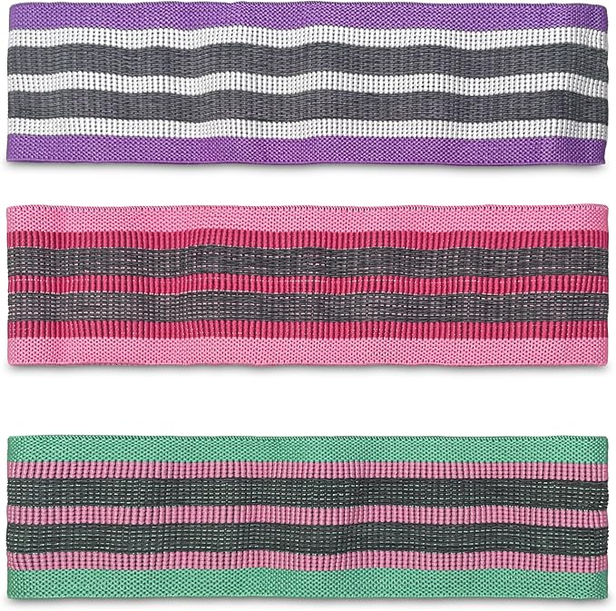 Resistance Bands Set – 3-Piece Fabric Booty Bands for Women & Men, Non-Slip Workout Bands for Glutes, Legs & Yoga, Includes Instruction Manual