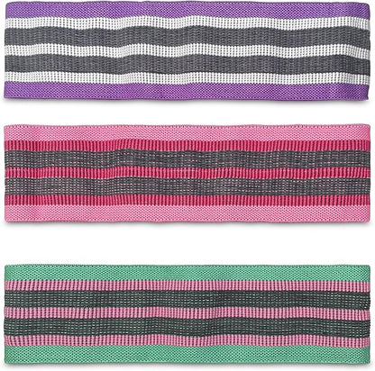 Resistance Bands Set – 3-Piece Fabric Booty Bands for Women & Men, Non-Slip Workout Bands for Glutes, Legs & Yoga, Includes Instruction Manual