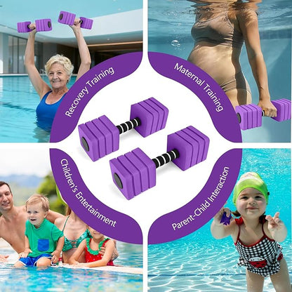 Aquatic Exercise Dumbbells, 2PCS Foam Water Weights, Aerobic Exercise Fitness Equipment Dumbbell, Dumbbells Set for Water Aerobics Weight Loss, Pool Fitness, Underwater Exercise