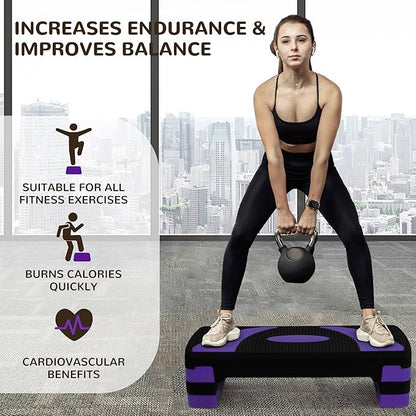 BalanceFrom Aerobic Step Platform Trainer with Adjustable 3-Level Risers, 400 Pound Weight Capacity – Non-Slip Exercise Stepper for Cardio, Strength, and Fitness Workouts, 31", Multiple Colors