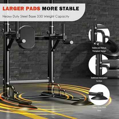 DlandHome Pull Up Bar Power Tower Dip Station, Height Adjustable Heavy Duty Workout Dip Stand, Multi-Functional Strength Training Machine for Men Women Home Gym