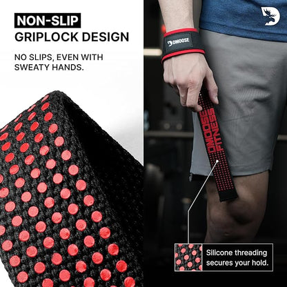 DMoose Fitness Lifting Straps 24" (Pair) - 5mm Padded Durable Wrist Straps for Weightlifting & Powerlifting - Cotton Lifting Strap with Silicone Grip for Men & Women - Deadlift Strap for Gym Workout