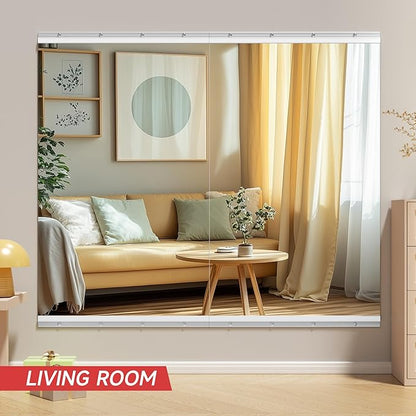 48" x30” 2 Pack Home Gym Mirrors, Large HD Frameless Tempered Glass, Full Body Wall Mount Mirrors for Home Gym, Yoga, Dance Studio, Workout, Silver Clamp Rail