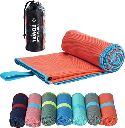 4Monster Microfiber Camping Towel - Quick Dry, Super Absorbent, Lightweight Travel Towel for Hiking, Beach, Gym, Backpacking, Yoga - Compact with Carry Bag (Orange, Small(31.50" x 15.80"))