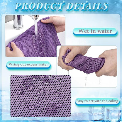Honoson 10 Pack Cooling Towels Bulk - 47"x12" Soft Breathable Ice Towels for Neck & Face, Portable Chilly Rags Microfiber Sweat Rags for Yoga, Sports, Gym, Workout & Fitness(Purple)