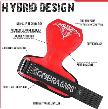 Cobra Grips PRO Weight Lifting Gloves Heavy Duty Straps Alternative with Power Lifting Hooks Padded Wrist Support for Deadlifts & Bodybuilding