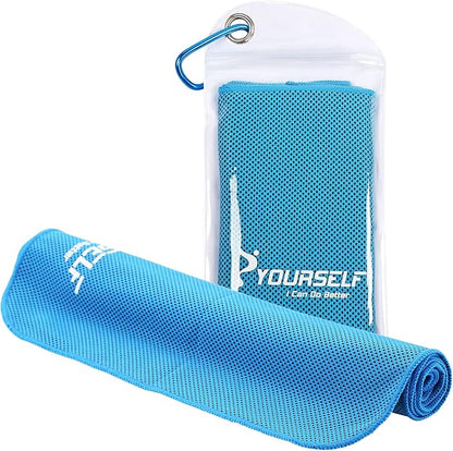 SYOURSELF Cooling Towel, Cooling Towels for Neck,40" x 12"Ice Towel for Instant Cooling Relief, Soft Breathable Chilly Towel, Perfect Yoga, Golf, Sports, Gym, Workout, Athletes Towel (1PC-Blue)