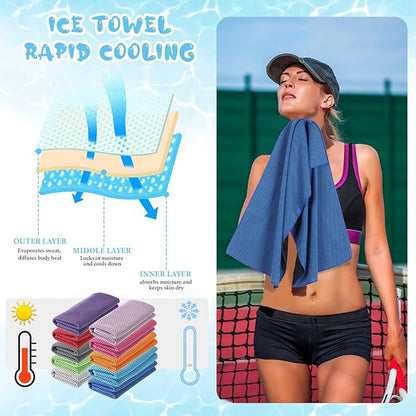 Hosuly 40 Pcs 47 x 12'' Cooling Towels for Neck Face Microfiber Breathable Chilly Ice Towel for Yoga Golf Gym Workout Sport Camping Running Activities Hot Weather