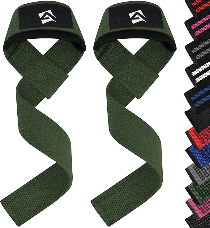 AQF Lifting Wrist Straps for Weightlifting, Powerlifting & Deadlifts – 23” Neoprene Padded Cotton Straps for Strength Training & Gym Workouts - Maximum Grip Support for Men & Women
