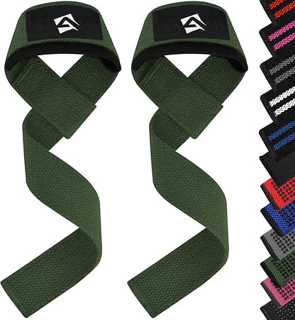 AQF Lifting Wrist Straps for Weightlifting, Powerlifting & Deadlifts – 23” Neoprene Padded Cotton Straps for Strength Training & Gym Workouts - Maximum Grip Support for Men & Women