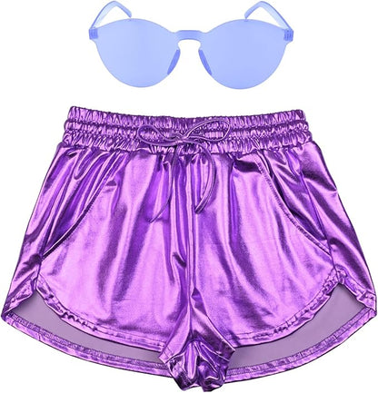 Perfashion Women's Metallic Shorts Summer Sparkly Hot Outfit Shiny Short Pants
