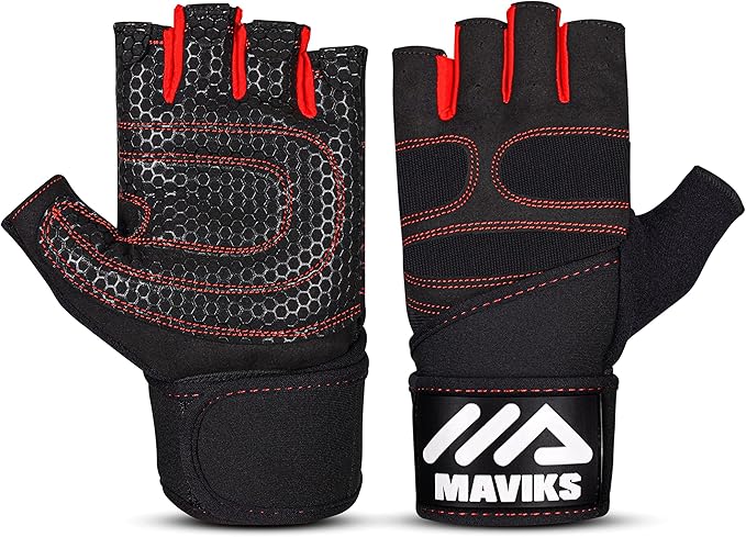 Workout Gloves for Men and Women Weight Lifting Gloves with Wrist Wrap Support for Gym Training Weightlifting Crossfit Pull-ups Exercise Glove for Ladies & Gents
