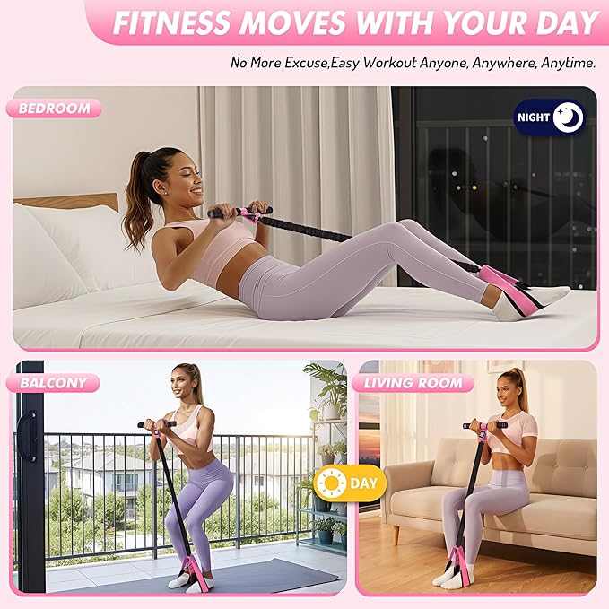 Pedal Resistance Band with Handle | Upgraded 55LBS Exercise Resistance Bands for Core, Abs, Legs, Glutes, Arms, Strength, Physical Therapy, Pilates, Sit Up Workout Equipment for Women Home Gym