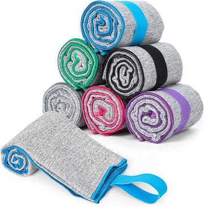 6 Pack Microfiber Gym Towels Quick Dry Lightweight Sweat Towel for Men Women Working Out Fitness Tennis Running Hiking Cycling Fishing Camping(6 Pack(Grey))