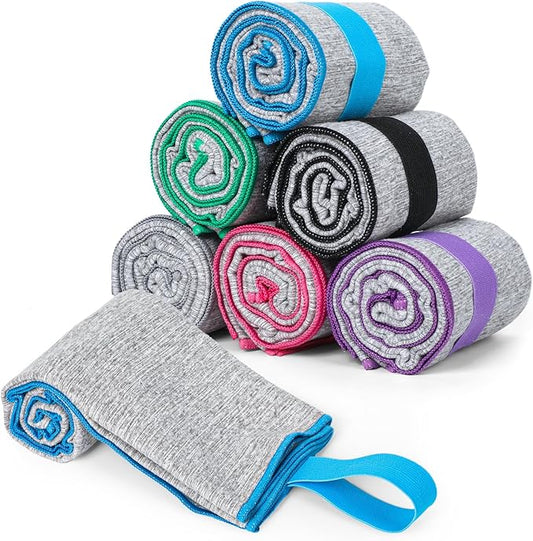 6 Pack Microfiber Gym Towels Quick Dry Lightweight Sweat Towel for Men Women Working Out Fitness Tennis Running Hiking Cycling Fishing Camping(6 Pack(Grey))
