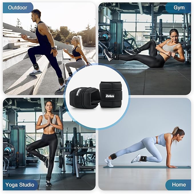 ZELUS Soft Iron Z-Fit Ankle Weights 1 Pair Adjustable, 4LB/7LB/10LB for Women Men, Ultra Thin Leg Weights with Adjustable Straps, Arm Weight for Gym Home Yoga Jogging Walking