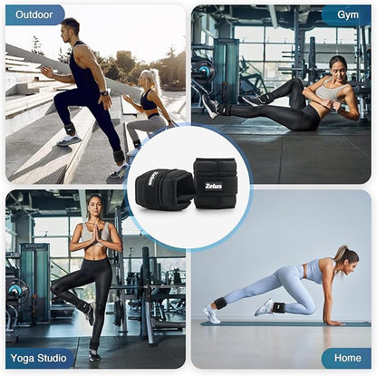 ZELUS Soft Iron Z-Fit Ankle Weights 1 Pair Adjustable, 4LB/7LB/10LB for Women Men, Ultra Thin Leg Weights with Adjustable Straps, Arm Weight for Gym Home Yoga Jogging Walking