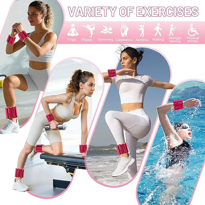 Ankle Weights Set of 2 (1 lb/2 lb Each) for Women Men Adjustable Wrist Bracelet for Home Gym Weighted Bangles Wristbands Leg Arm Weights for Walking Swimming Running Pilates Yoga Gym