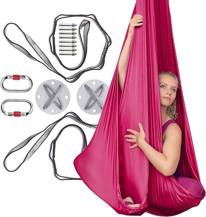 AyuHome Aerial Silks Kit for Home - Premium Yoga Swing for Kids and Adults with 660 lbs Capacity - Versatile Aerial Yoga Hammock for Gymnastics Training