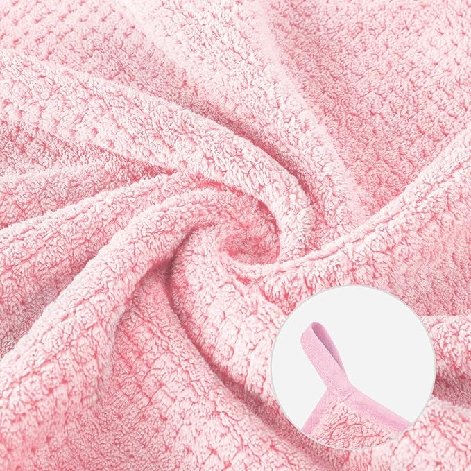6 Piece Washcloth Set,100% Microfiber - Quick Dry, Thick, Soft, Plush and Highly Absorbent Luxury Hotel & Spa Bath Towel for Bathroom, Pack of 6, Pink