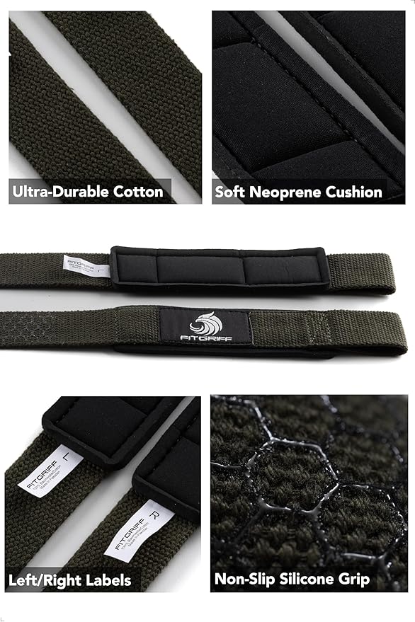 Fitgriff® Lifting Wrist Straps for Weightlifting, Gym, Deadlift, Workout (Made of Premium Cotton & Padded) - Men & Women