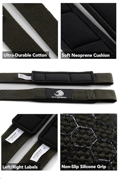 Fitgriff® Lifting Wrist Straps for Weightlifting, Gym, Deadlift, Workout (Made of Premium Cotton & Padded) - Men & Women