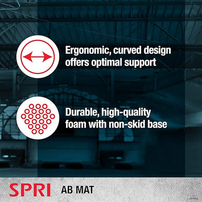 SPRI Ab Mat - Workout Mat Accessory for Abdominal Exercises, Sit-Ups, Crunches, Push-Ups, Core Training, and More - Portable Padded Shaped Mat with Curved Back Support for Toning Abs