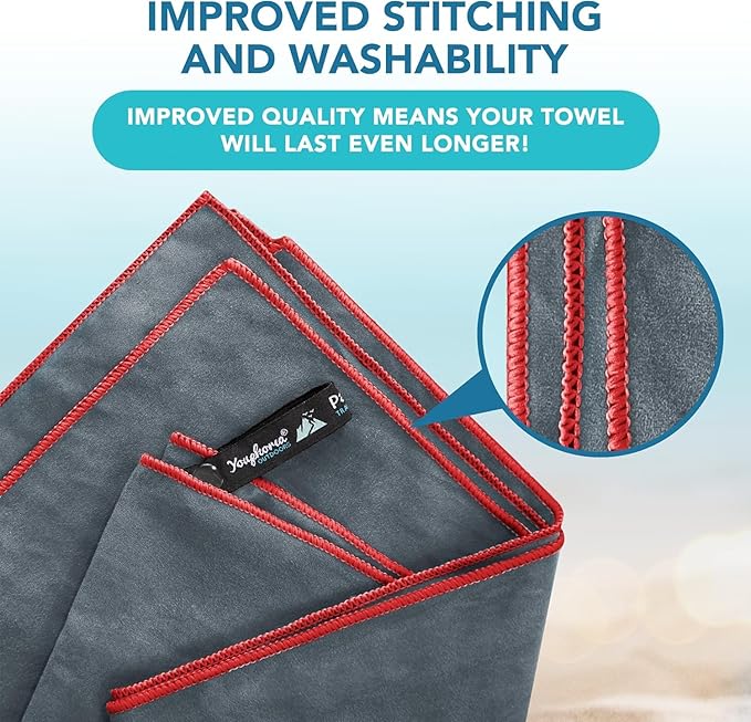 Youphoria Microfiber Travel Towel Fast Drying Lightweight - Quick Dry Towel for Camping, Beach, Backpacking, Hiking & Sport