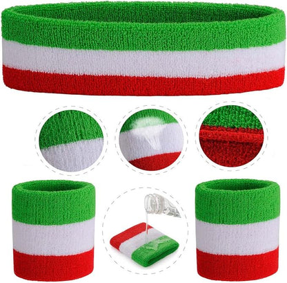 ONUPGO Sweatband Set Sports Headband Wristband Set Sweatbands Terry Cloth Wristband Wrist Sweatband Headbands Moisture Wicking Sweat Absorbing Head Band